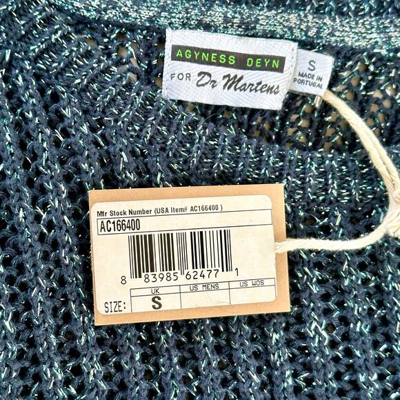 Agyness Deyn Dr. Martens Blue Metallic Knit Pullover Sweater S Cotton New Small - Picture 8 of 10